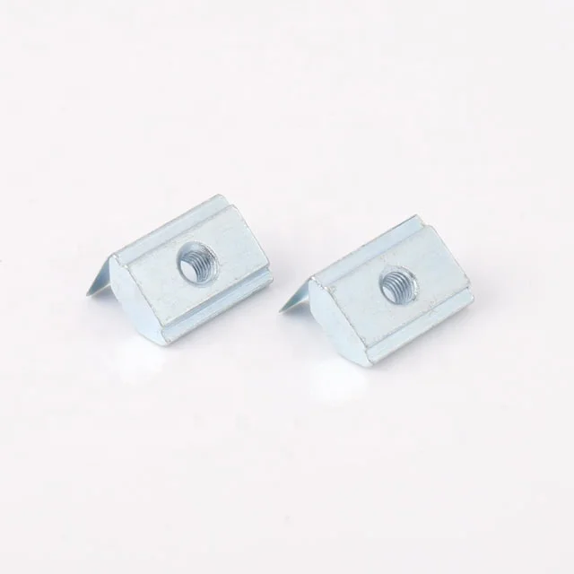 DIN Standard Steel Galvanized 45 Profile Hammer Head Nut M4 M5 M6 M8 T Slot Nut  with Steel Spring Leaf