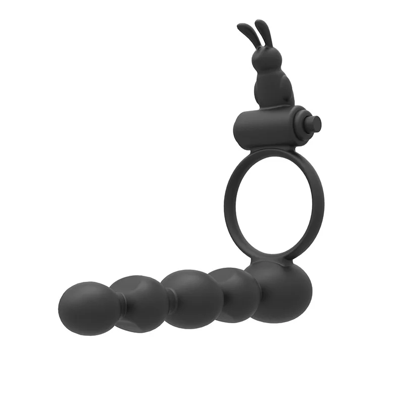 Silicone Rabbit Hard Big Black Cock Ring With Anal Beads Sex Toys Cock Ring Male Penis Vibrating Old Man Cock Ring