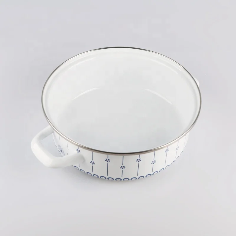 Korea Shallow Pot Stock Pot Enamel Casserole with Tube Handle Knob Glass Lid Cover 16/18/20/22/24/26cm Ollas de peltre Pewter