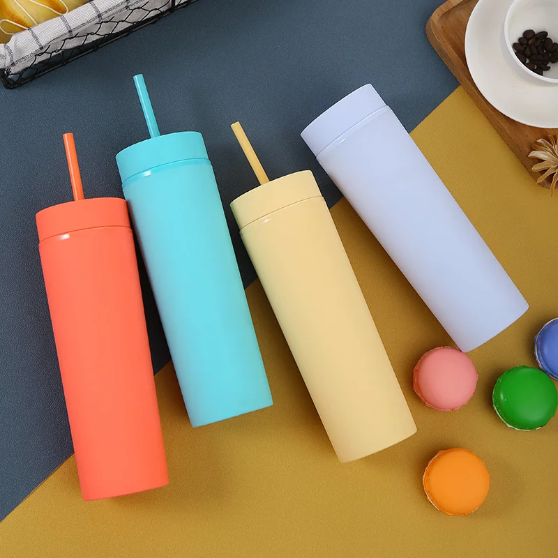 2021 Hot Sales Colorful Plastic Bottle Frosted Water Bottles Leak-Proof Water Tea Coffee Cup