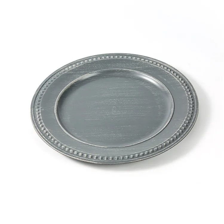 Retro Plastic Fruit Plate Vintage Round Food Tray Elegant Decorative Serving Platter For Home Kitchen Wedding Party Display