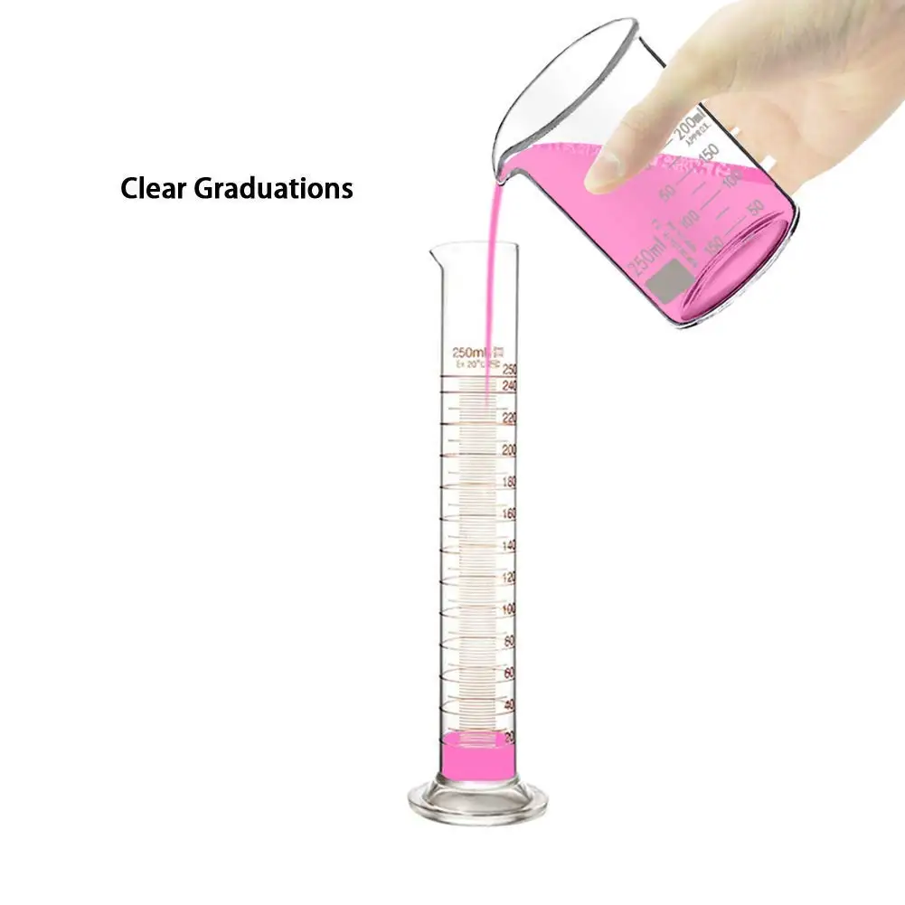 Custom 5ml 10ml 25ml 50ml 100ml 250ml 500ml 1000ml 2000ml Glass Cylinder Measuring Graduated Cylinder