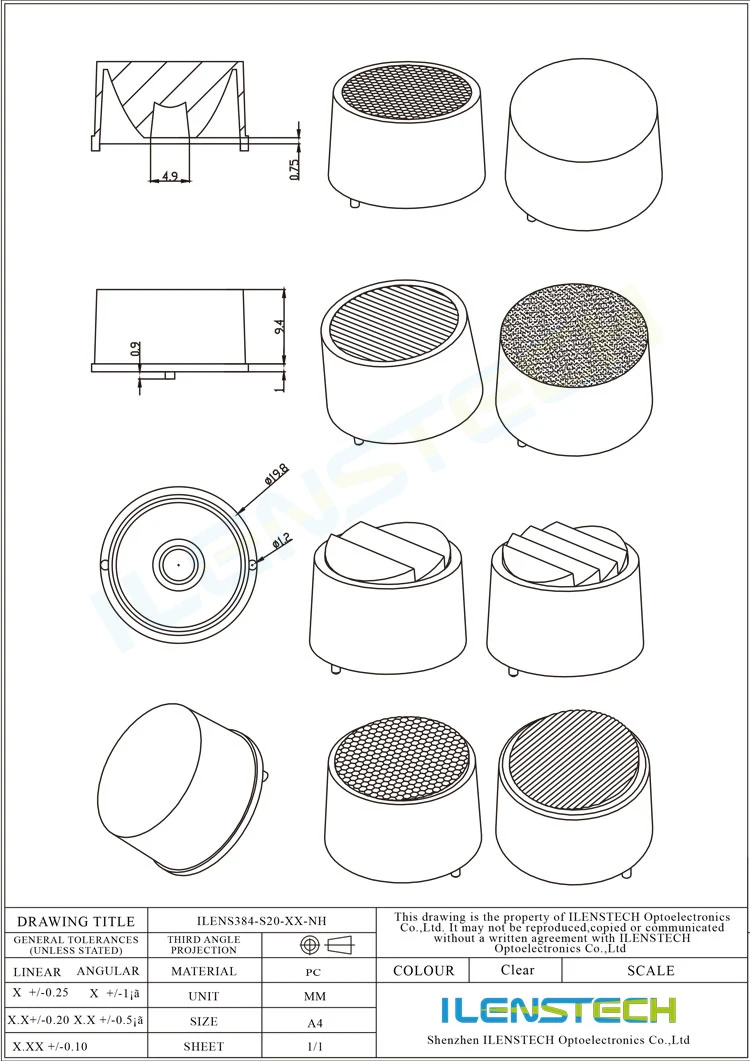 20mm led optical lens 1W 3W Spotlight Led lens with small viewing angle