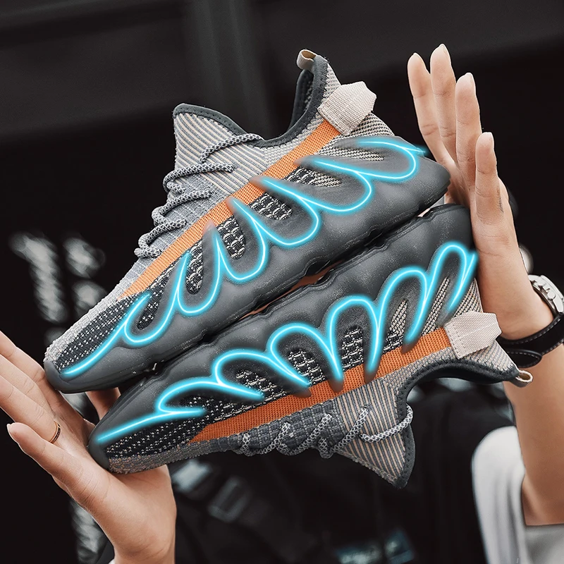 
 Кроссовки yeezy мужские трикотажные, удобные дышащие универсальные кеды, мягкая нескользящая резиновая подошва, летняя модная спортивная обувь  