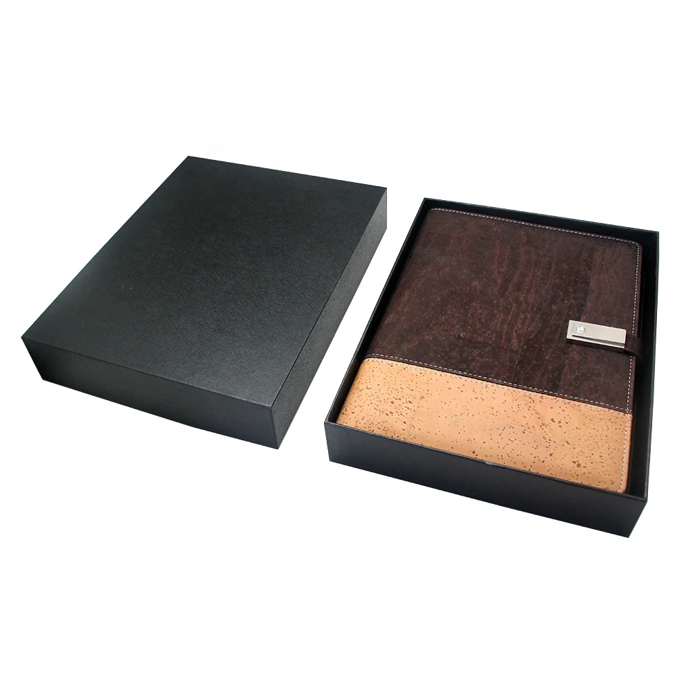 Boshiho 8000mAh power bank diary A5 planner vegan note book agenda cork wireless charging notebook with USB flash Drive 16GB