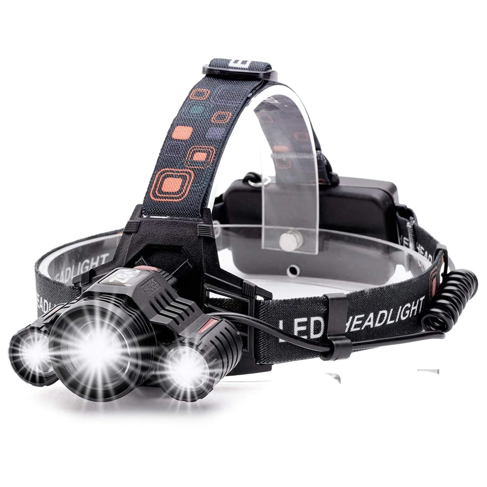 3T6 Headlamp 5000 Lumens 3 x XM-L T6 Head Lamp High Power LED Headlamp Head Torch Lamp Flashlight