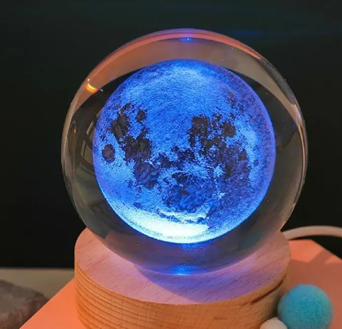 multicolor  Crystal Ball Night Lamp Luminous Crystal Ball Light Decoration Solar System Led Night Lights