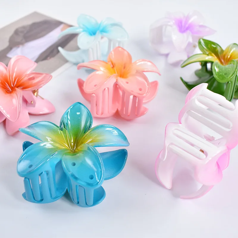 LRTOU Wholesale Summer Women Hair Clips Accessories Geometric Sweet 4CM Fashion Egg Flower Plastic Hair Claw