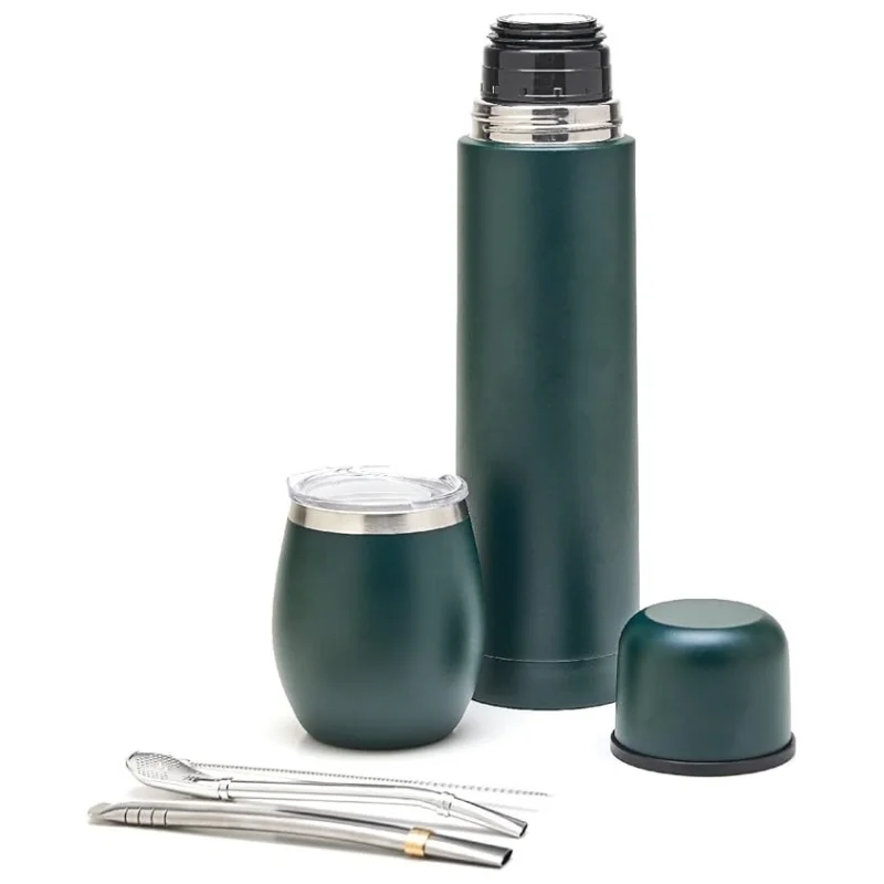 304 Stainless Steel Mate Cup Set 17oz Insulated Cup Plus 8oz Mate Cup With Straw Wash Brush