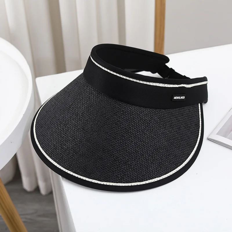 New Female Sunshade Vacation Foldable Straw Sun Hat Visor Caps Straw Visor Hats for Women