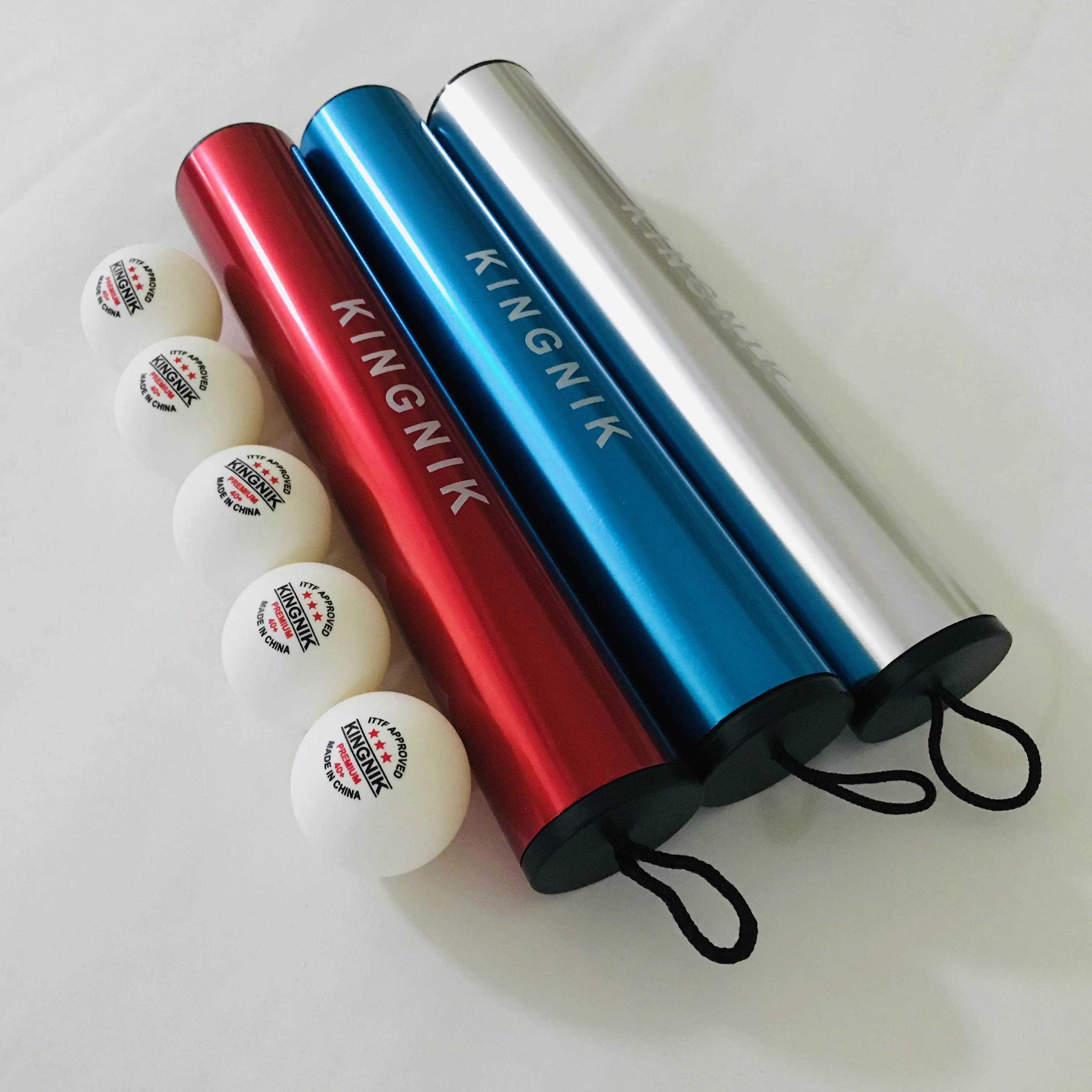
KINGNIK ALUMINUM TABLE TENNIS SILVER TUBE AND ROLLER ( 5 PCS THREE STAR COMPETITION BALLS INSIDE) 