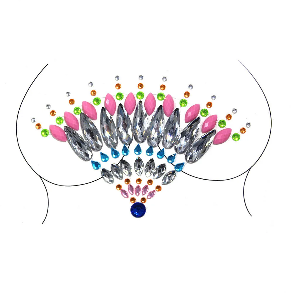 YINGLI Sparkly Nipple Covers for Women Rhinestone  Chain Tassels Nipple Pasties Breast Petals Adhesive Invisible Bra