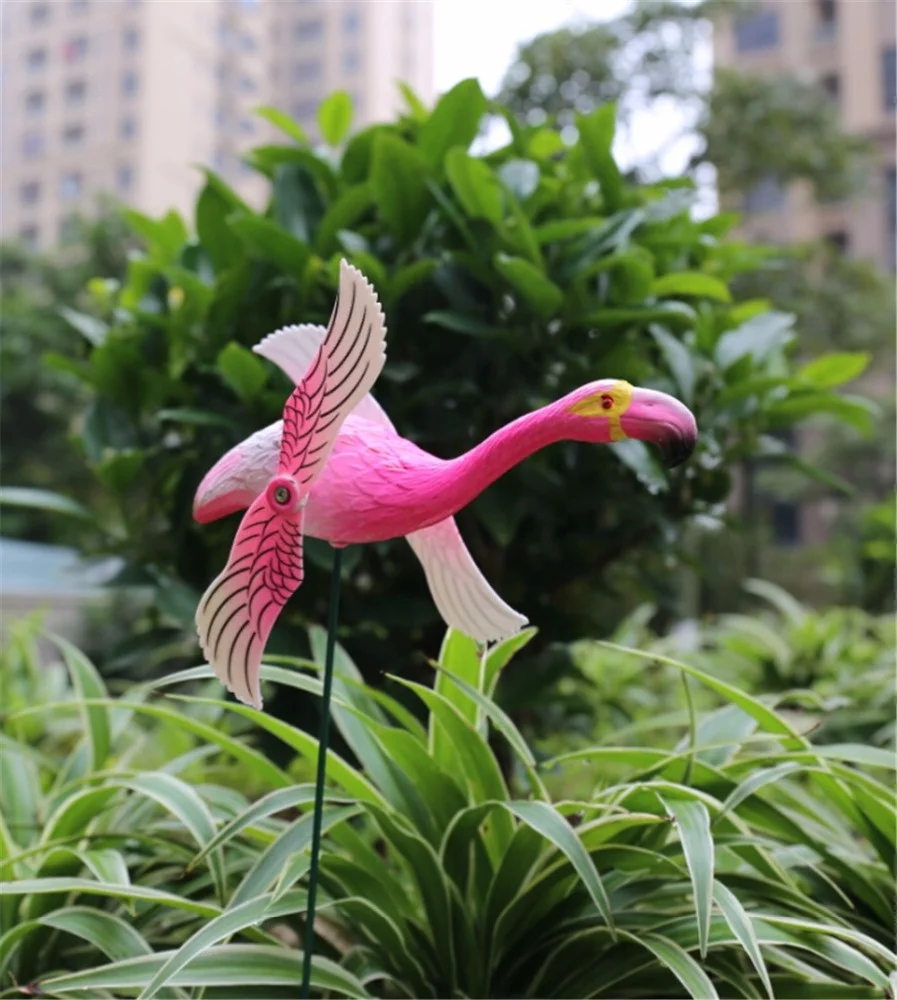 Osgoodway Good Quantity Cheap Hot Sale Plastic Pink Garden wind fans flamingo for Decor