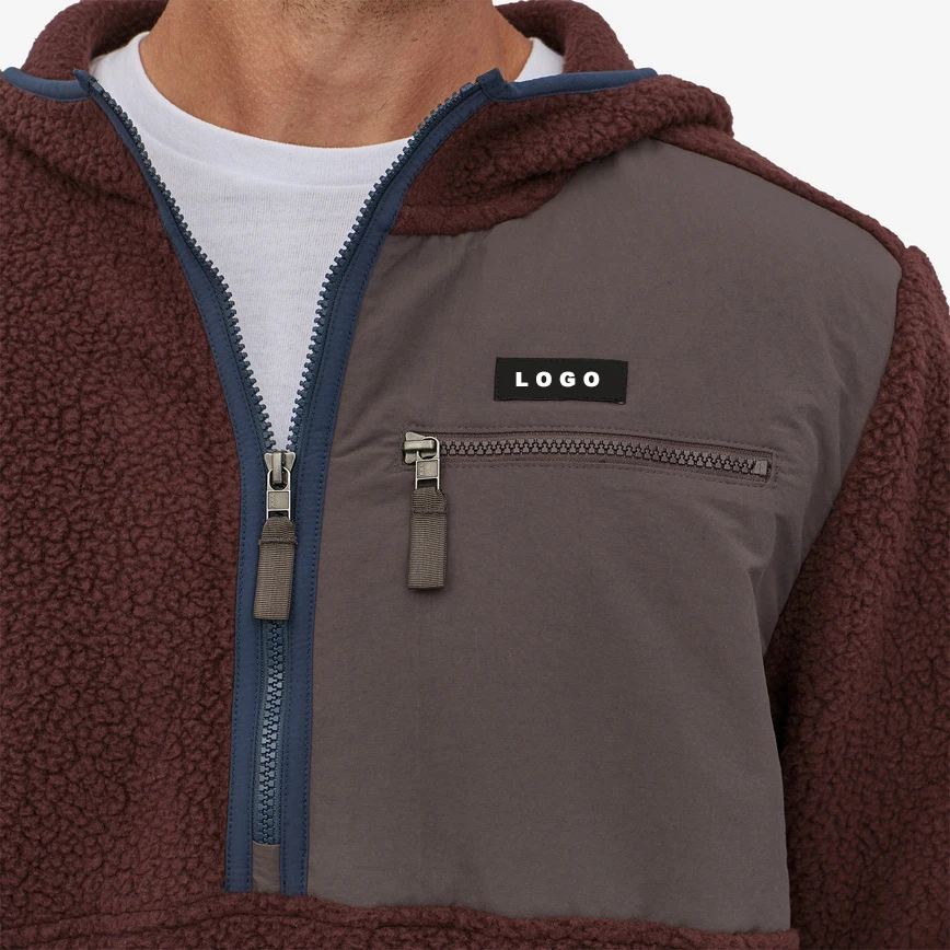 Winter Jacket Men Fleece Coats Solid Color Pockets Fleece Warm Hoodies Zip Up Jacket Factory Customized Sherpa Fleece Jacket