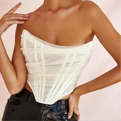 New product ideas 2021 hot selling See Through Mesh Off Shoulder Bustiers corset top women sexy Tube Top
