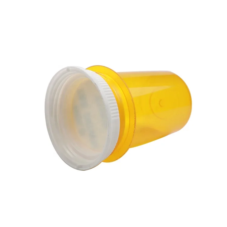 High Quality Plastic Pharmacy Packing Reversible Cap Vials Thumb Tab Pill Bottle