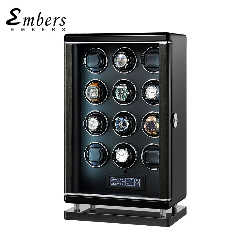 Upgrade luxury 12 watch boxes With fingerprint unlock japaness mabuchi motor Automatic winding Mechanical watch storage box