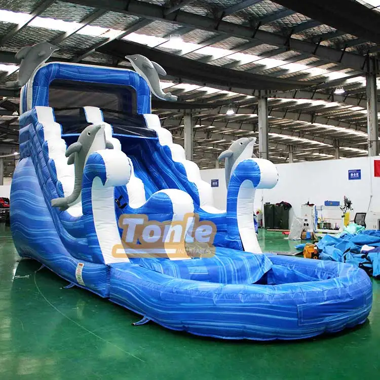 custom commercial kids blue dolphin water slide inflatable water slide for party rental