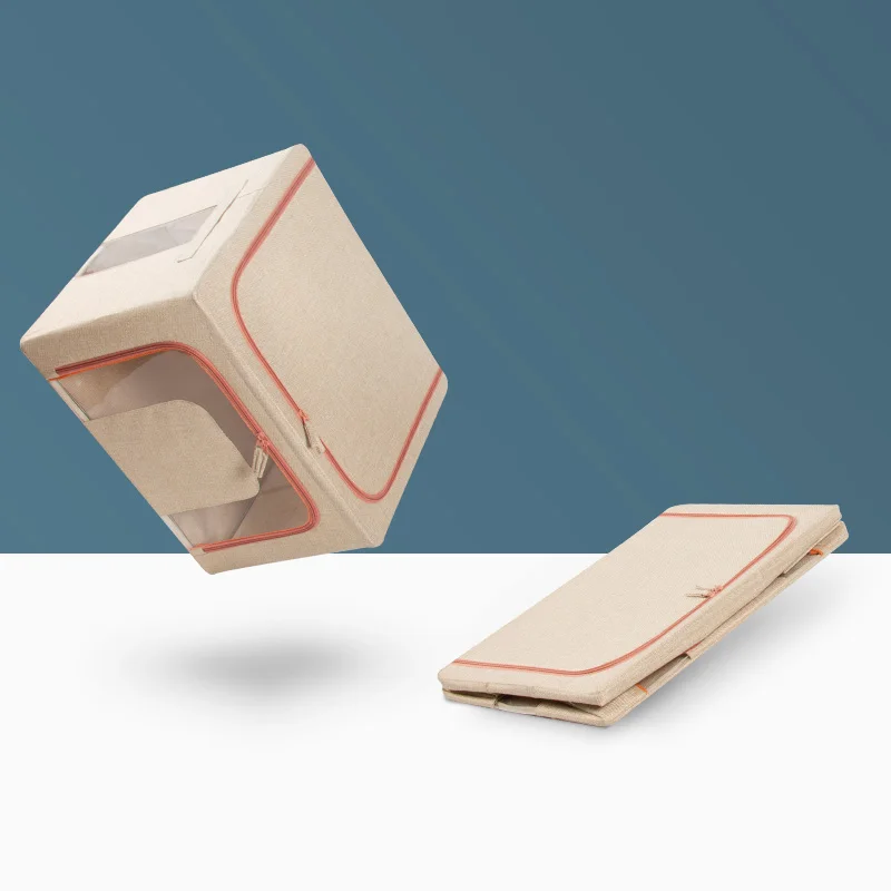 Folding Clothing Organizers For Jean Sundries Storage Container With PVC Windows Double Zipper