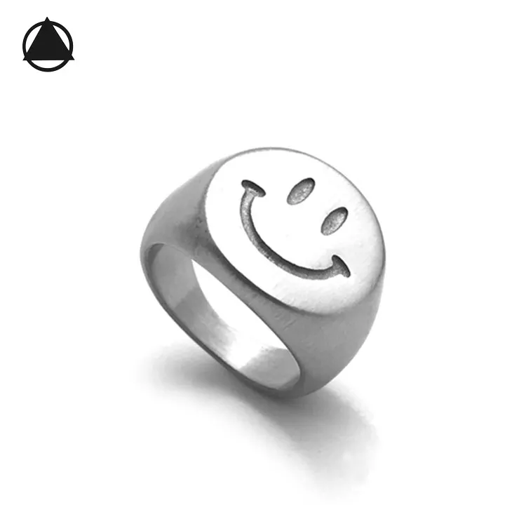 Gifts for Women and Men, Stainless Steel Friendship Jewelry, Smile Rings