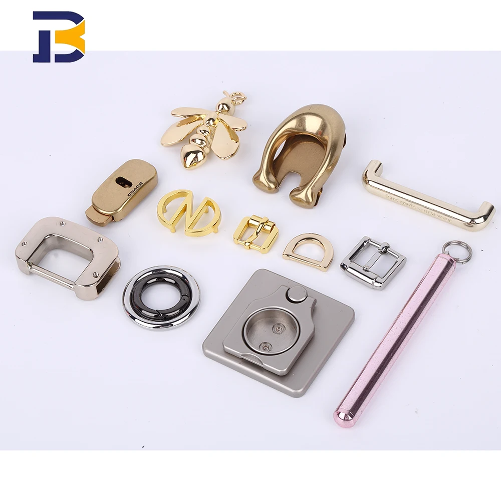 Customized ultra-high quality bag lock D ring o ring metal tags edge clip snap hook luggage hardware accessories