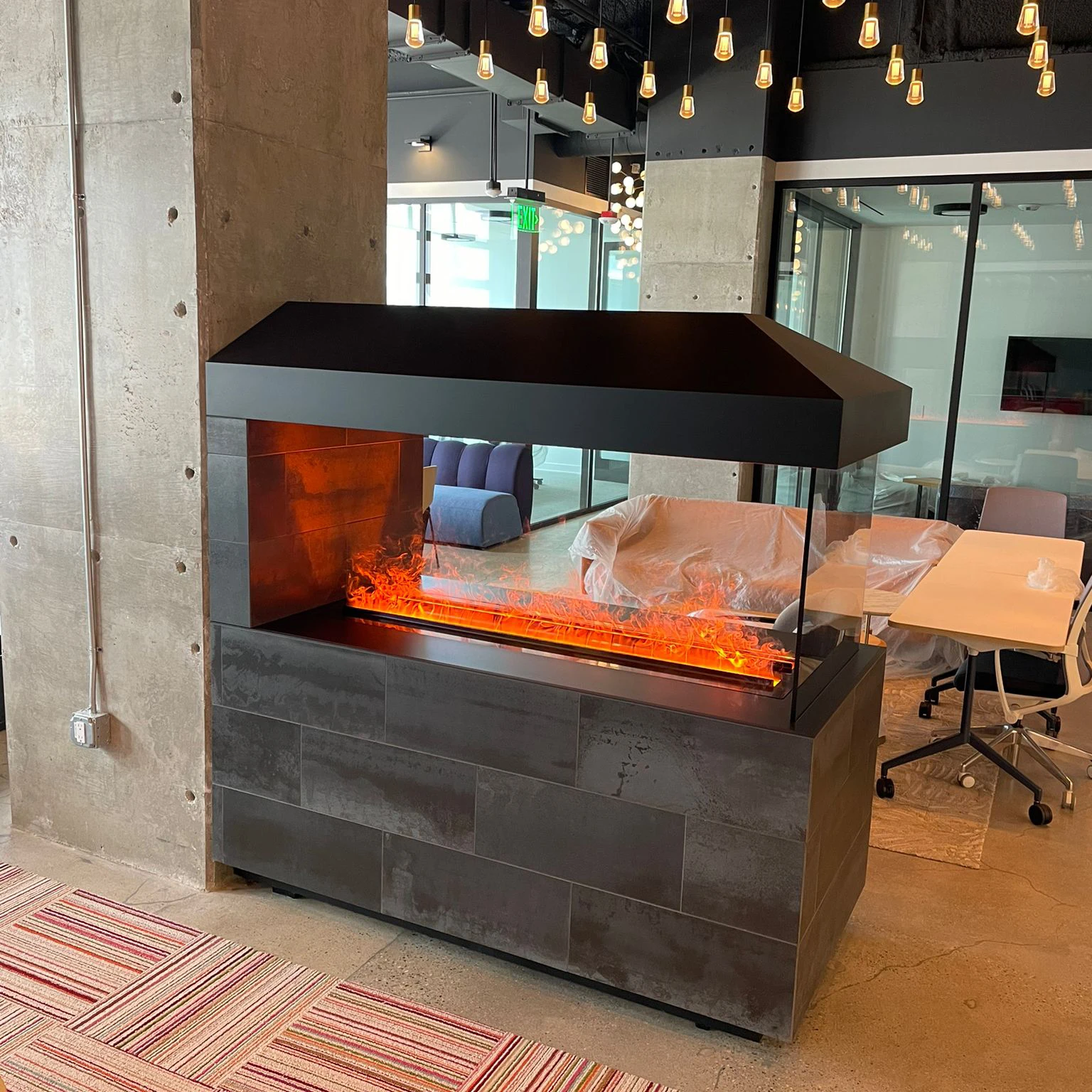 Water Vapor Steam Atomizing Mist Insert Intelligent Electric Fireplaces Neon Flame Decorative Led 3D Black Custom Eco-friendly