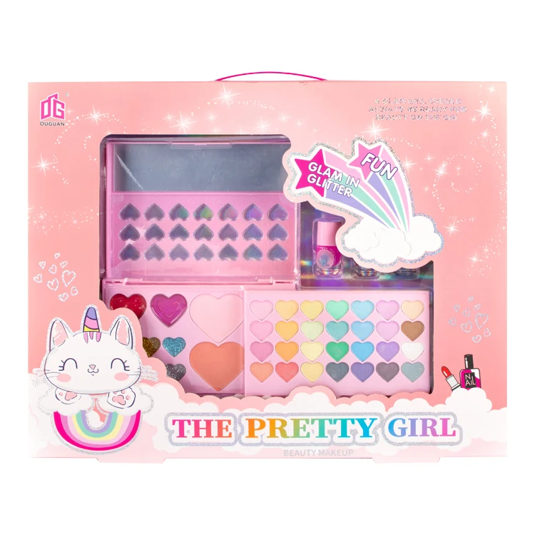 Wholesale girls dress up gifts eyeshadow nail polish fashion makeup toys non-toxic multi-style cosmetics