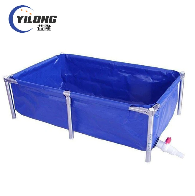 Outdoor steel frame reinforced tarpaulin collapsible rectangular water tanks foldable fish farm tanks