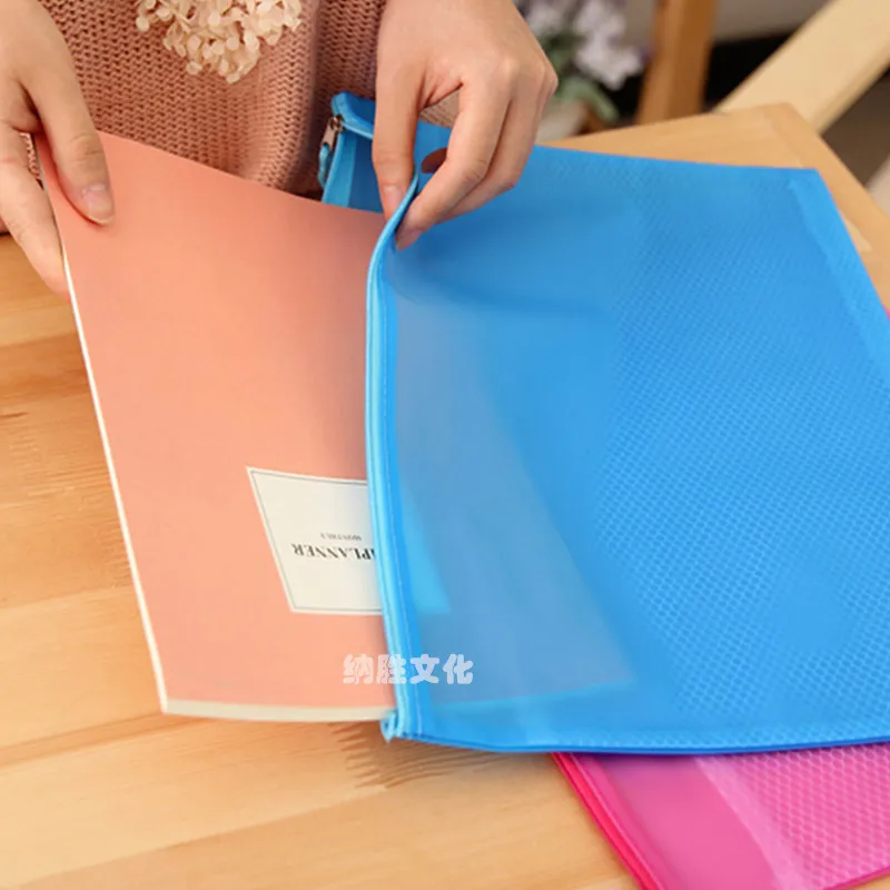 Colorful Double Layer canvas Cloth Zipper Paper File Folder Book Pencil Pen Case Bag File Document Bags