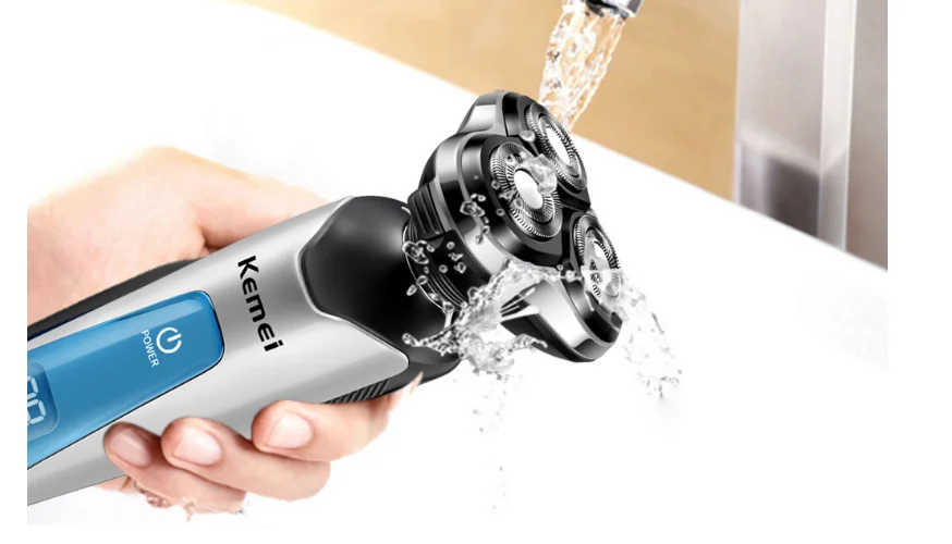 Моющаяся вращающаяся электробритва для бровей с тремя головками KM5390, Мужская бритва для носа