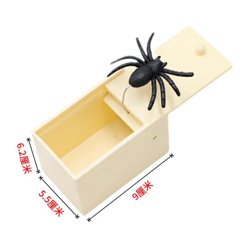 Amazon sells Halloween trick toy scare wooden box spider spoofing toy bug gift trick game wholesale