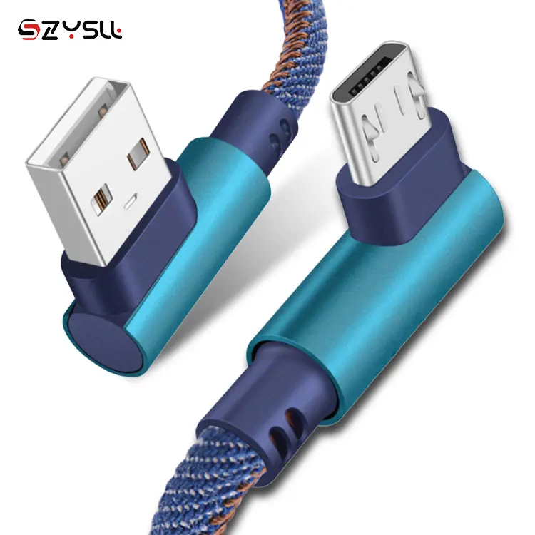 
Fast Charging Aluminum Braided right Angle Type c Micro 90 degree USB C Cable for Game 