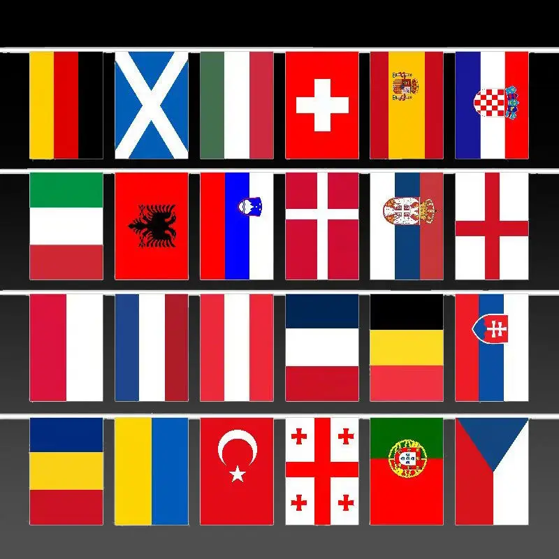 14cm*21cm Euro 2024 Football Cup  European  24 Team Bunting Flags National Team String Flags