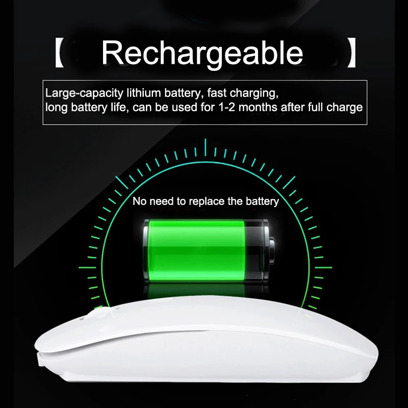 New BT Dual-mode Rechargeable Wireless Mouse 5.0 Mute Glow Silent Notebook 2.4G USB Wireless Mouse