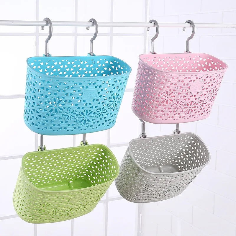 Eco-friendly Colored Bathroom Hanging Plastic Storage Baskets with Hanging Household Usage Wall Hanging Laundry Baskets