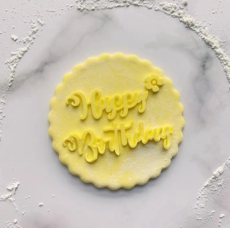 Acrylic Cookie Embosser Mold Happy Birthday Pattern Cake Stencil Fondant Icing Biscuit Mold Baking Supplies Cake Decorating Toor