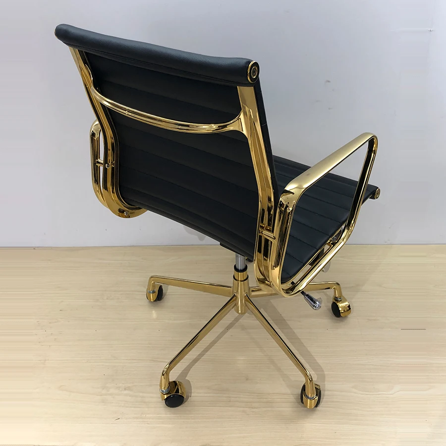 
High Quality factory Black Matted Aluminum Back leather executive task Office Chair 