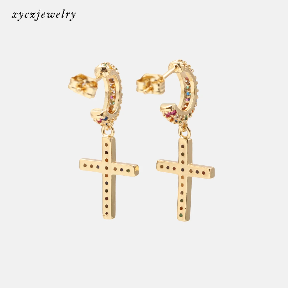Holy cross mix color cz jesus good price stud earrings for women 2021