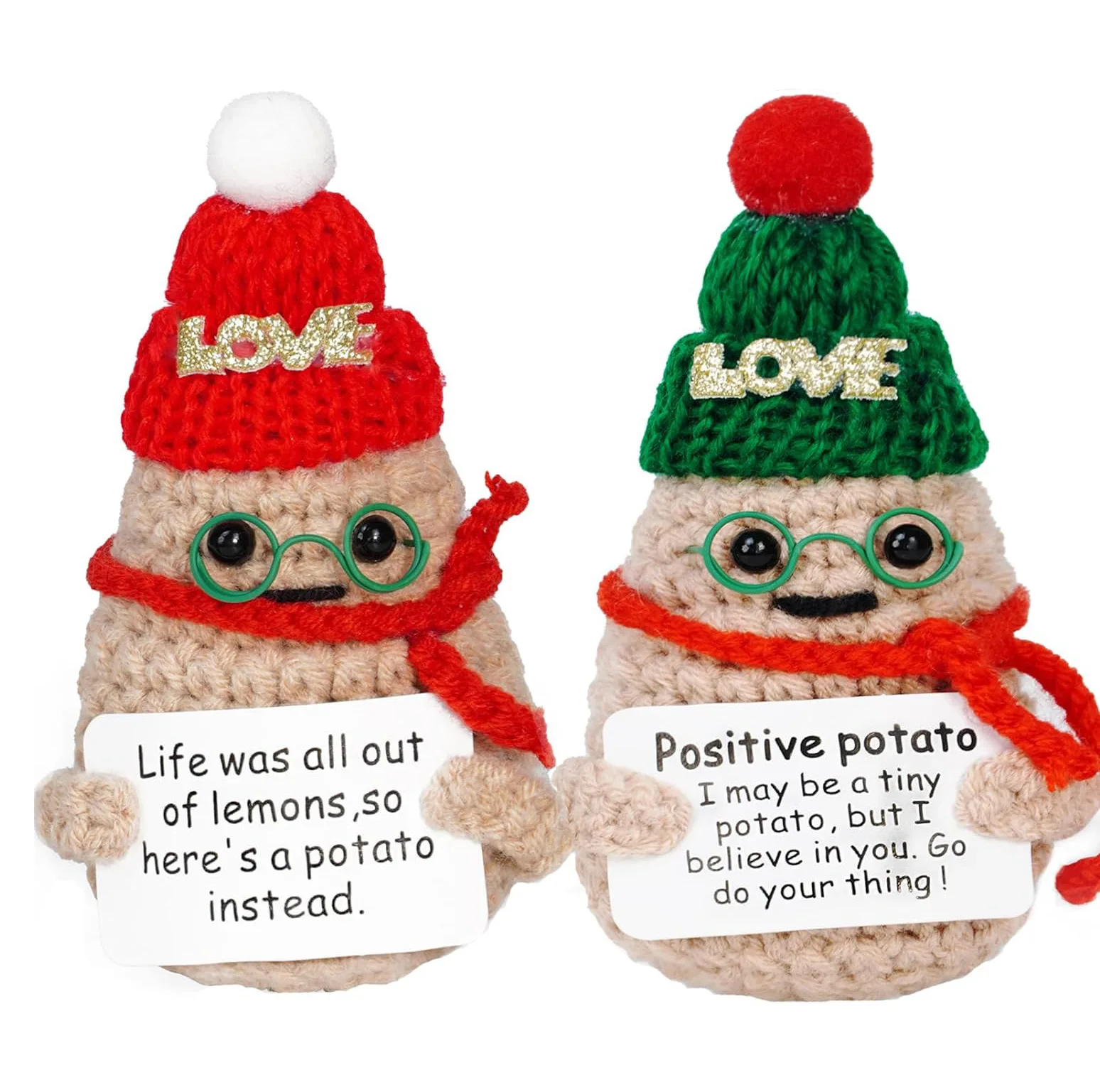 Hot selling Christmas Handmade Crocheted Positive Potato Tomato Lemon Cucumber Doll Cute Wool Knitting Dolls Gifts