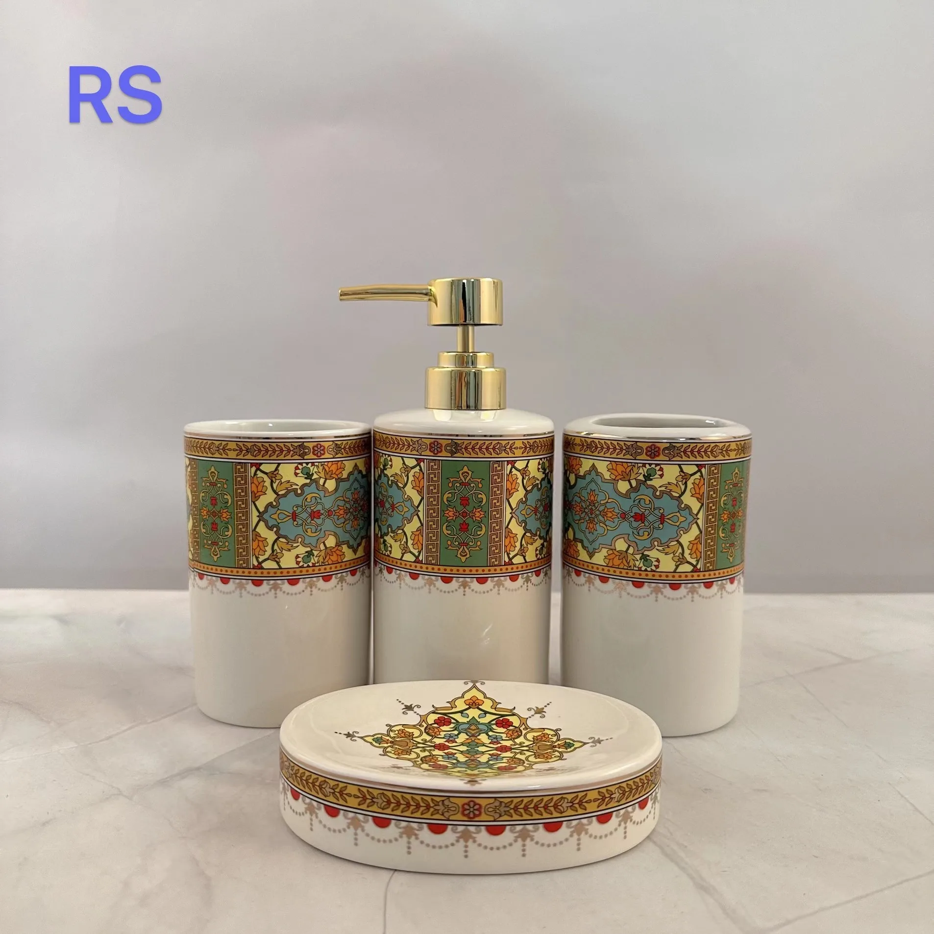 Wholesale High Quality Ceramic Bathroom Accessories Sets Decorative Porcelain Bath Set For Home