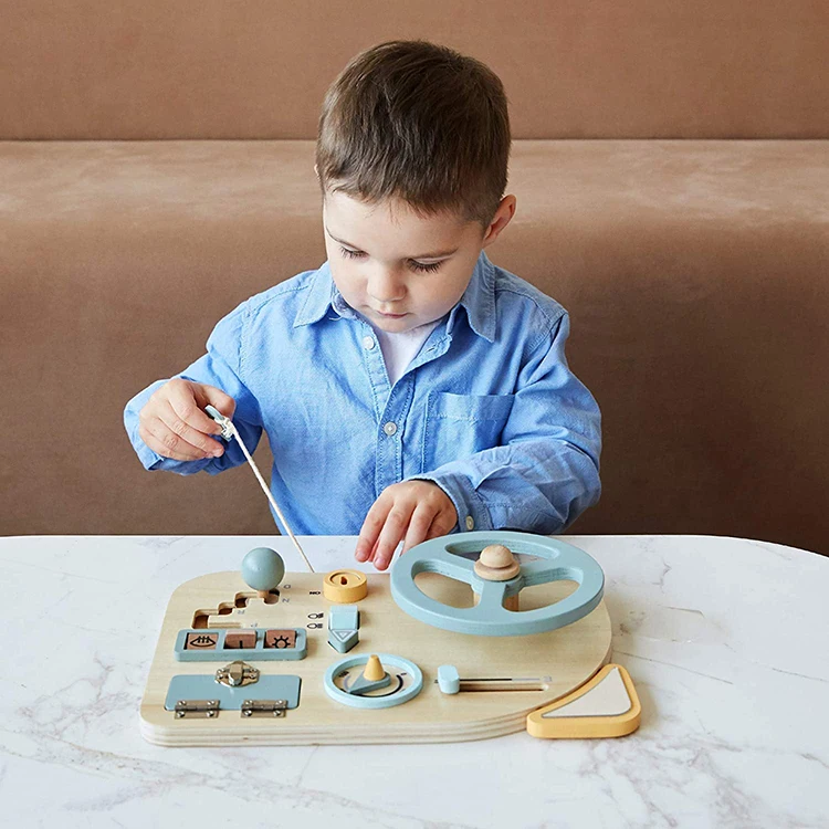 free sample big washable montessori wooden wall toys busy board tablero montessori 3d baby for toddlers