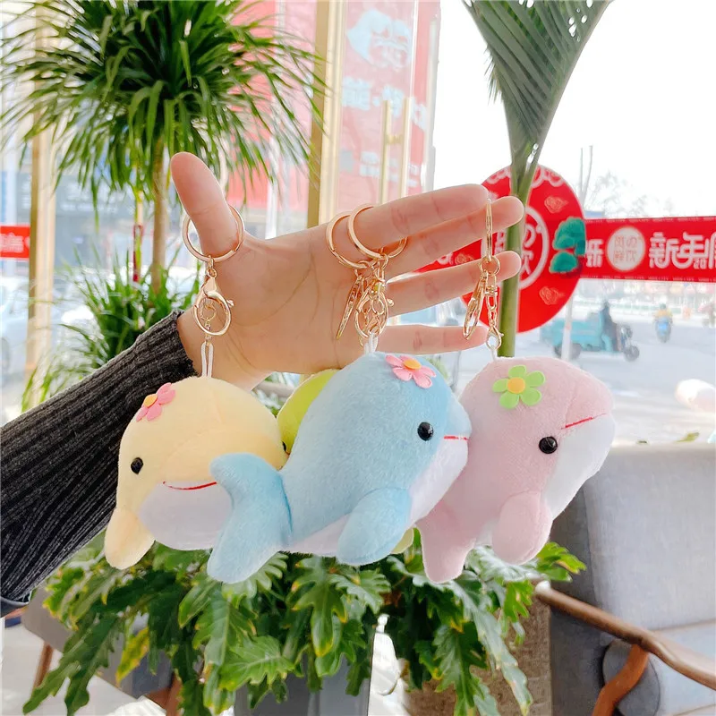 Cute dolphin plush doll Keyring bag pendant plush toy key chain doll backpack Pendants
