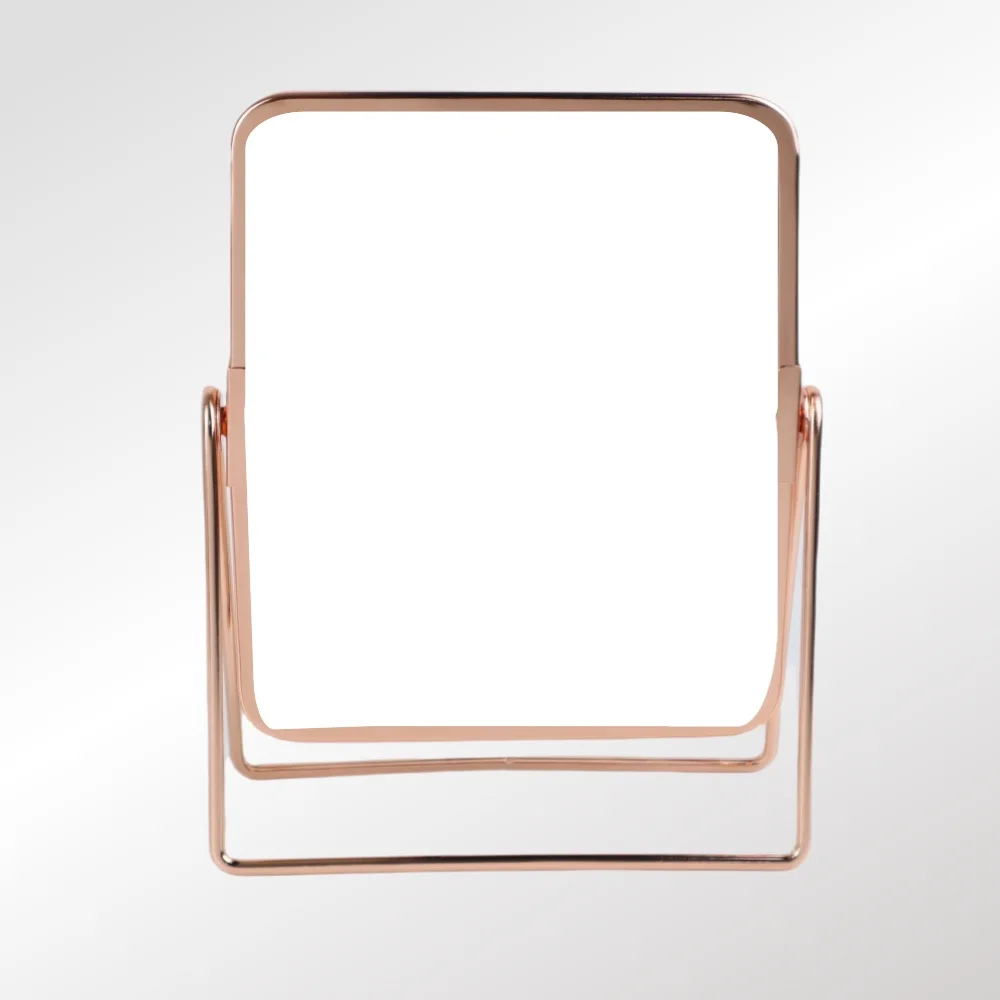 Double-sided mirror with square edge 2-Sided Golden Tabletop Makeup Mirror 3X Magnification Vanity Mirror,