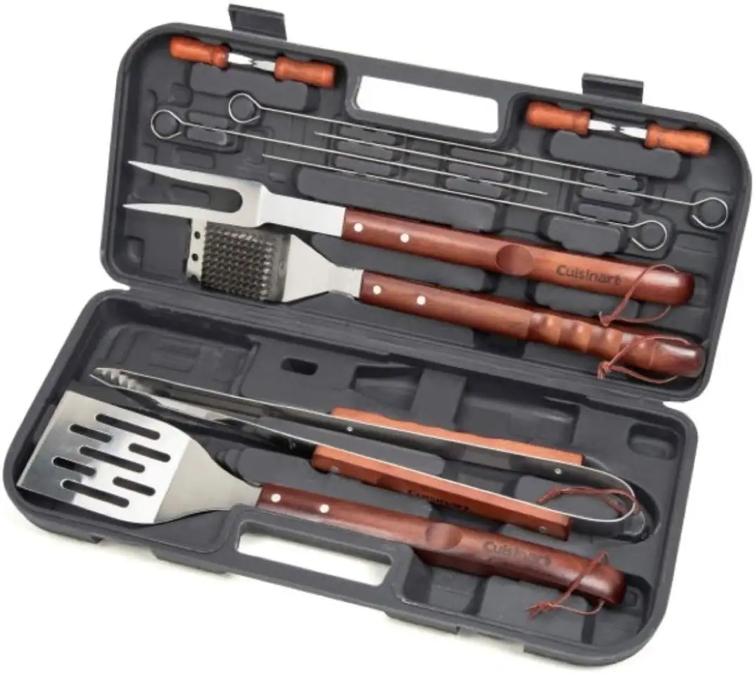 wooden handle bbq tool set