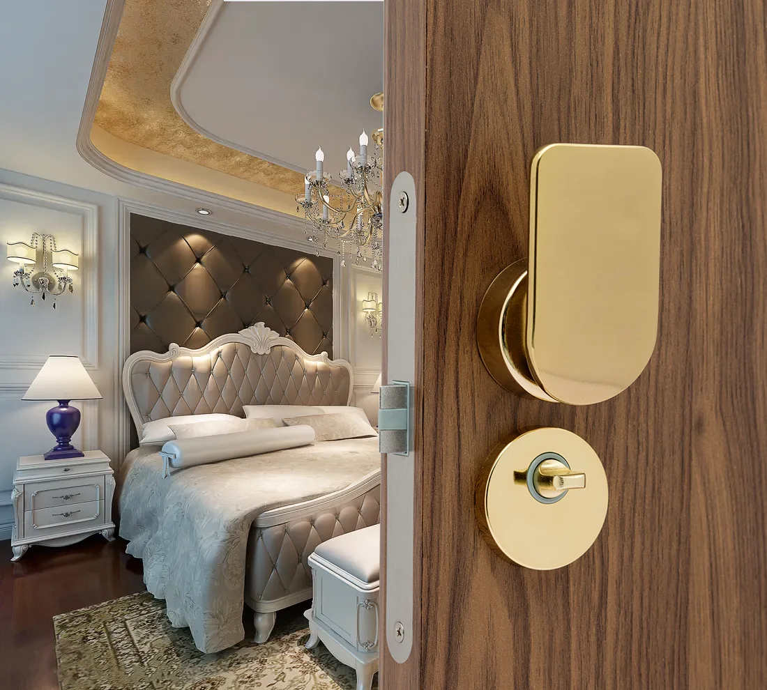 Quality golden supplier bedroom door handles with coin opened interior door locks