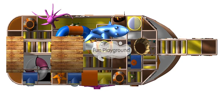 
Pirate Jungle Theme Amusement Commercial Child Indoor Plastic Slide Bounce Trampolines for Kids Playground 