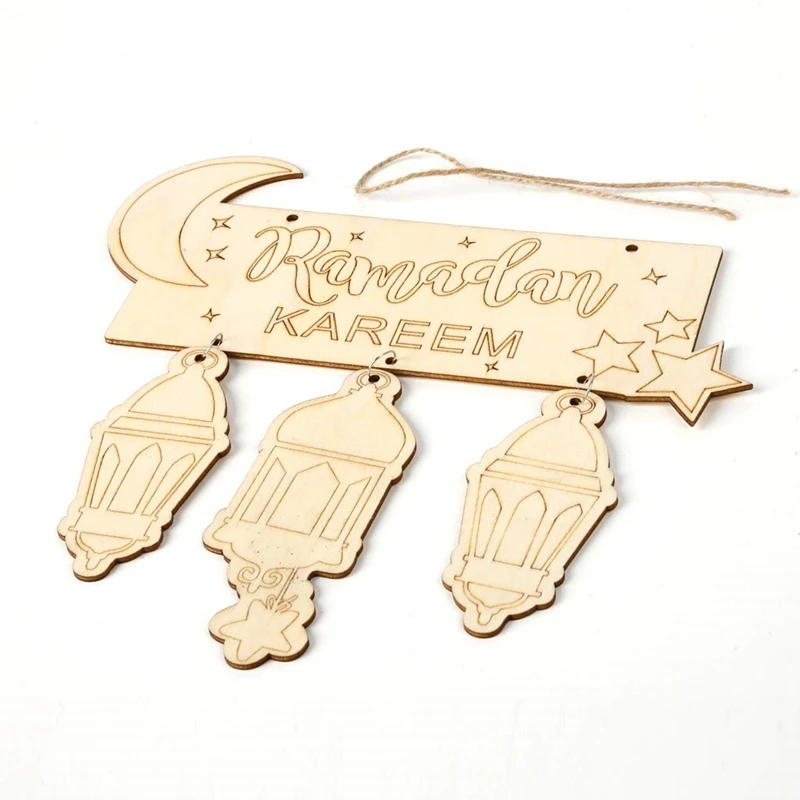 Custom Hanging Lantern Pendant Plaque Sign Ornament DIY Wall Decor Party Supplies Eid Mubarak Muslim Islam Ramadan Decorations