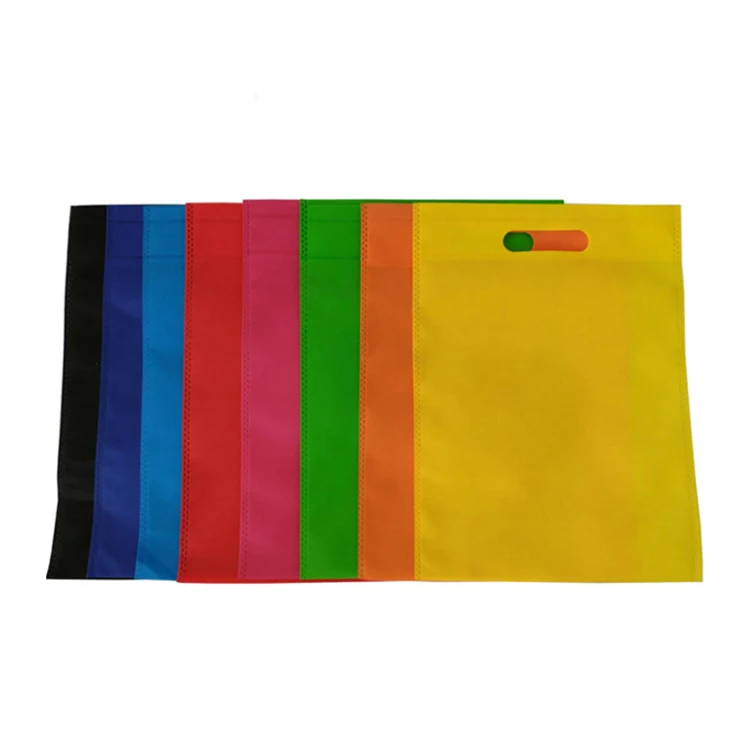 
Promotion Eco Solid Color Tote Storage Non Woven Foldable Shopping D-cut Bag 