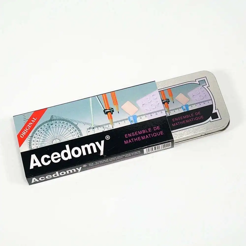 13pcs Mathematical Instrument Iron Box Math Geometry Tool School Stationery Ruler Set School Math Set