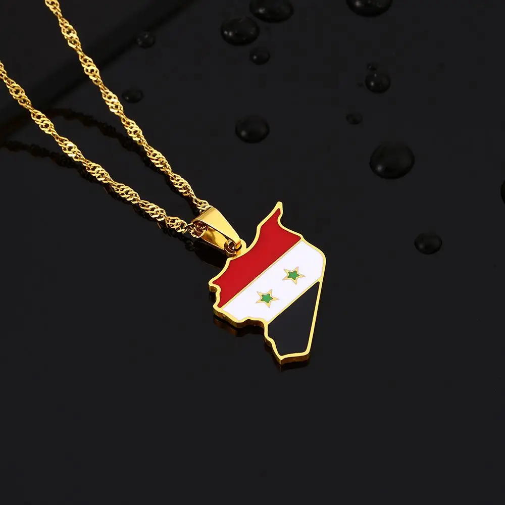High quality Stainless Steel Syria Flag Necklace Syrians Map Pendants Necklace wholesale